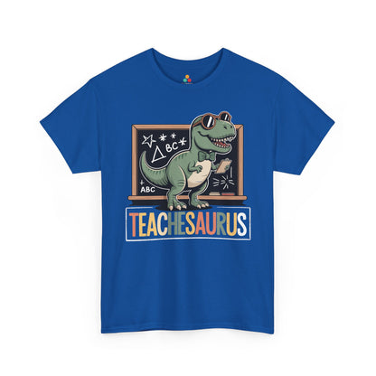 TEEZOCA teacher pun dino chalkboard Unisex T-shirt TeacheSaurus Funny Teacher Dinosaur Unisex T-shirt | TEEZOCA 