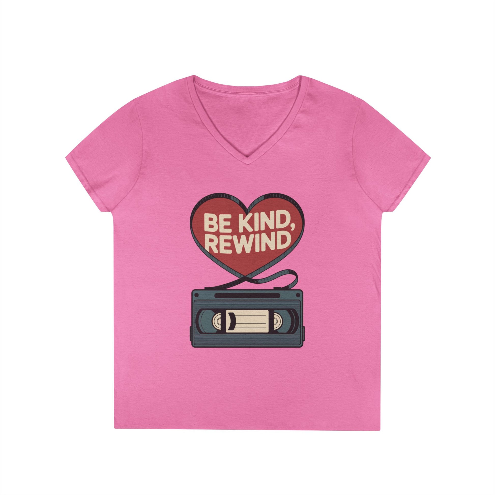 TEEZOCA throwback cassette heart design V-Neck T-Shirt