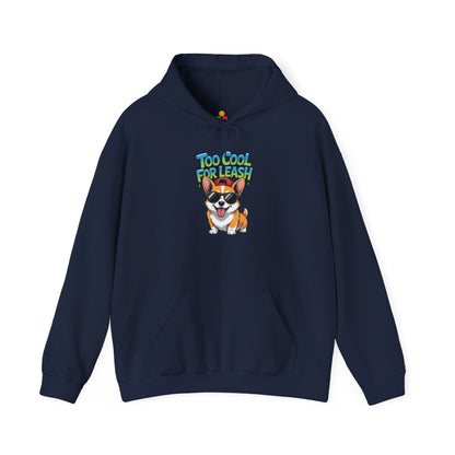 Too Cool For Leash Corgi Graphic Unisex Heavy Blend Hoodie | TEEZOCA 