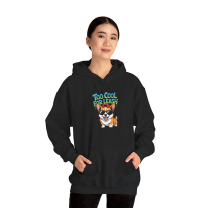Too Cool For Leash Corgi Graphic Unisex Heavy Blend Hoodie | TEEZOCA 