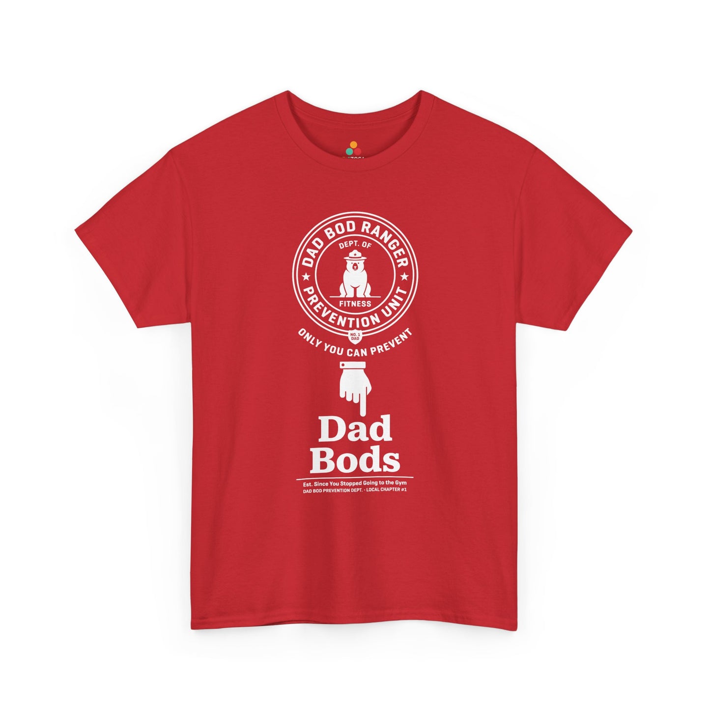 TEEZOCA unique dad shirts t-shirt with Smokey Bear dad bod shirt parody and No. 1 Dad badge.
