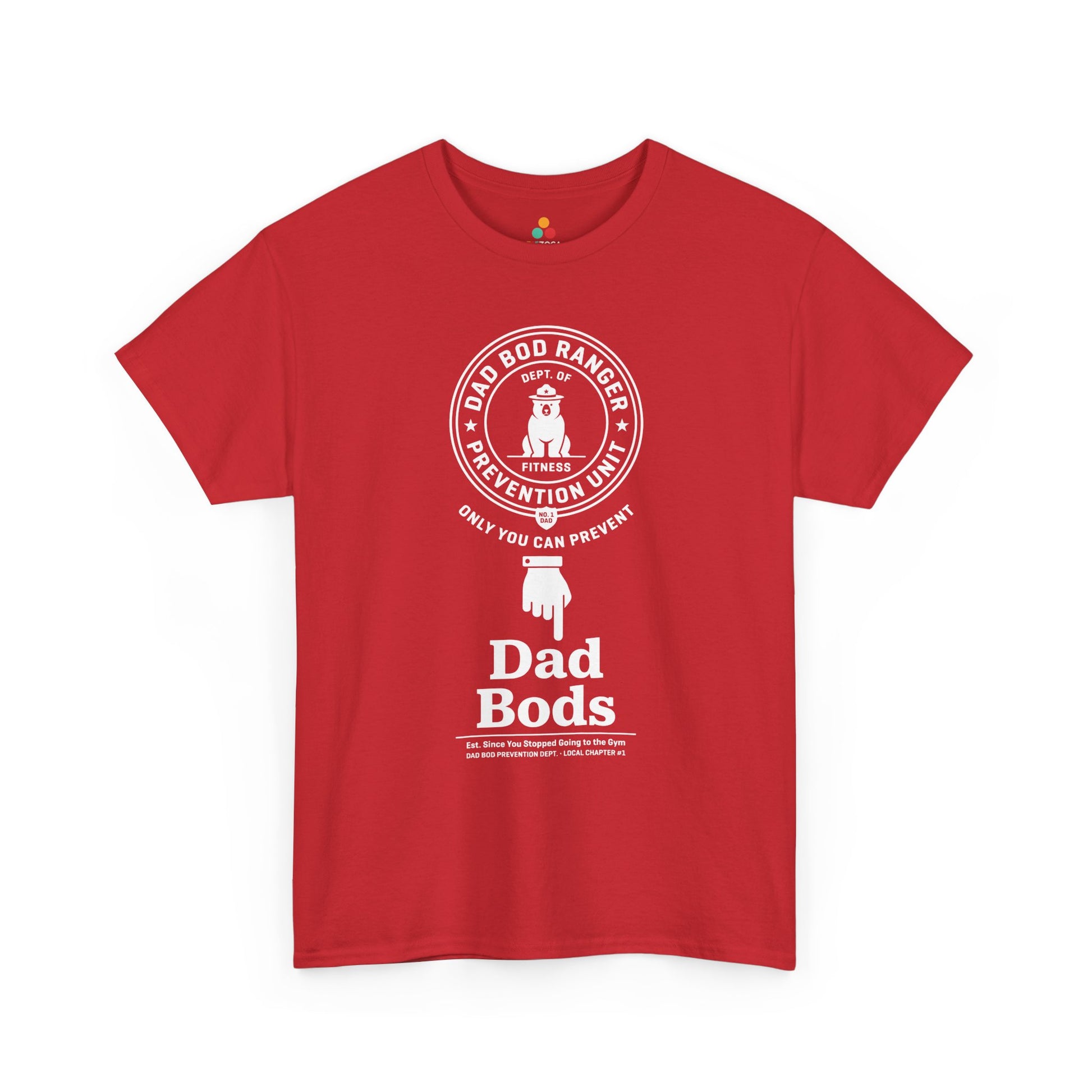 TEEZOCA unique dad shirts t-shirt with Smokey Bear dad bod shirt parody and No. 1 Dad badge.
