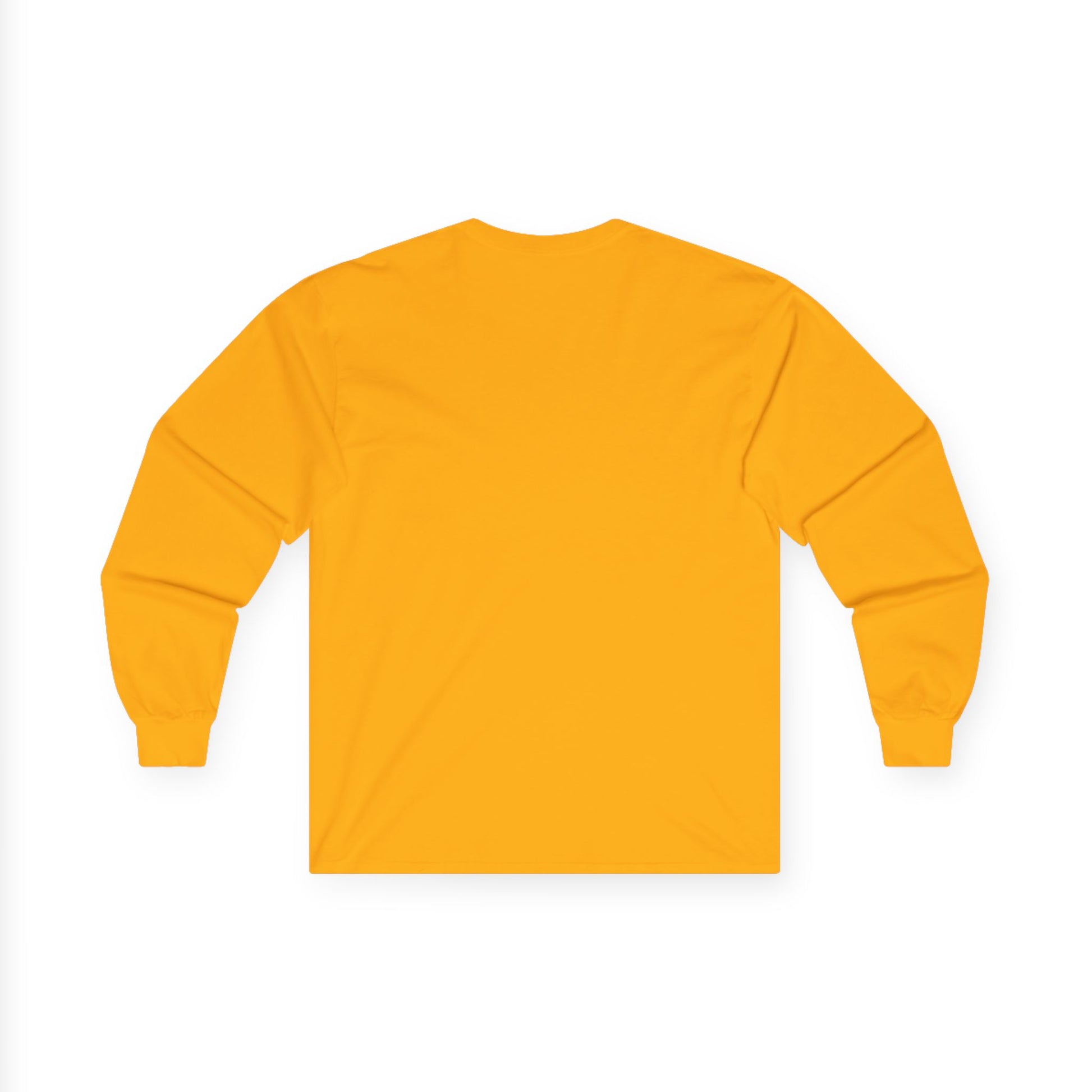 TEEZOCA unisex long-sleeve t-shirt featuring grow through what you go through artwork Yellow long-sleeve shirt on a white background