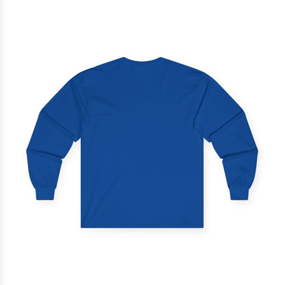 TEEZOCA unisex long-sleeve t-shirt featuring scorpio constellation inspired design Blue long-sleeve shirt on a white background