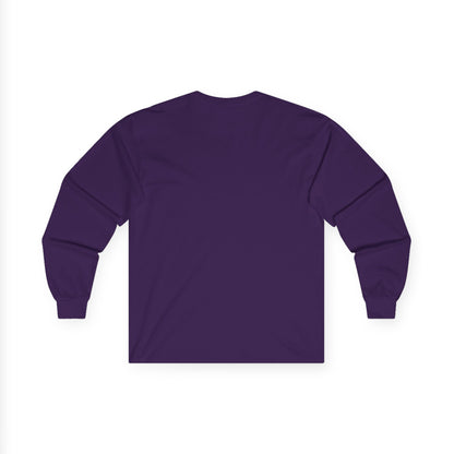 TEEZOCA unisex long-sleeve t-shirt featuring scorpio constellation inspired design Purple long-sleeve shirt on a white background