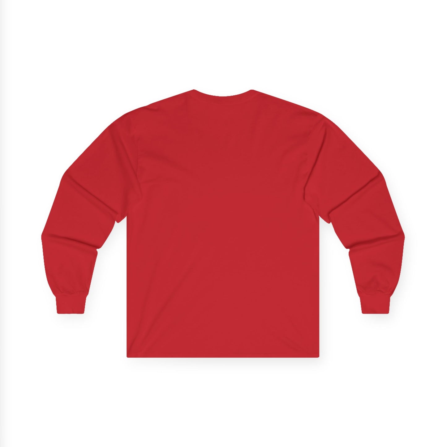 TEEZOCA unisex long-sleeve t-shirt featuring soft but strong hand and flowers Red long-sleeve shirt on a white background