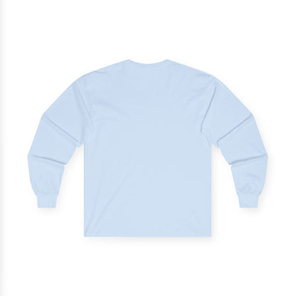 TEEZOCA unisex long-sleeve t-shirt featuring soft but strong lock and key art Light blue long-sleeve shirt on a white background