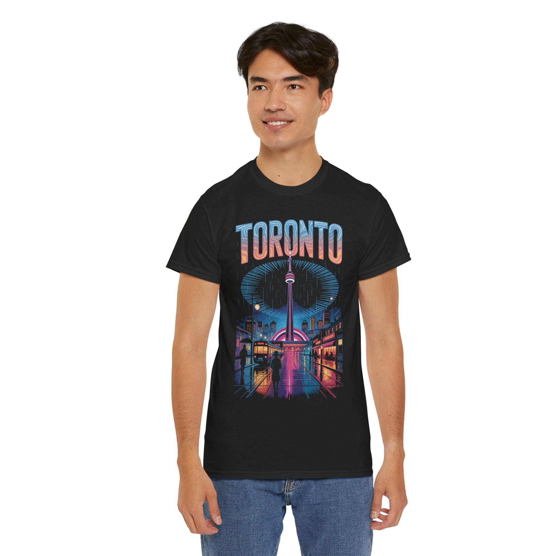 Toronto Neon Night Unisex T-shirt — Urban Skyline Streetwear Art | TEEZOCA 