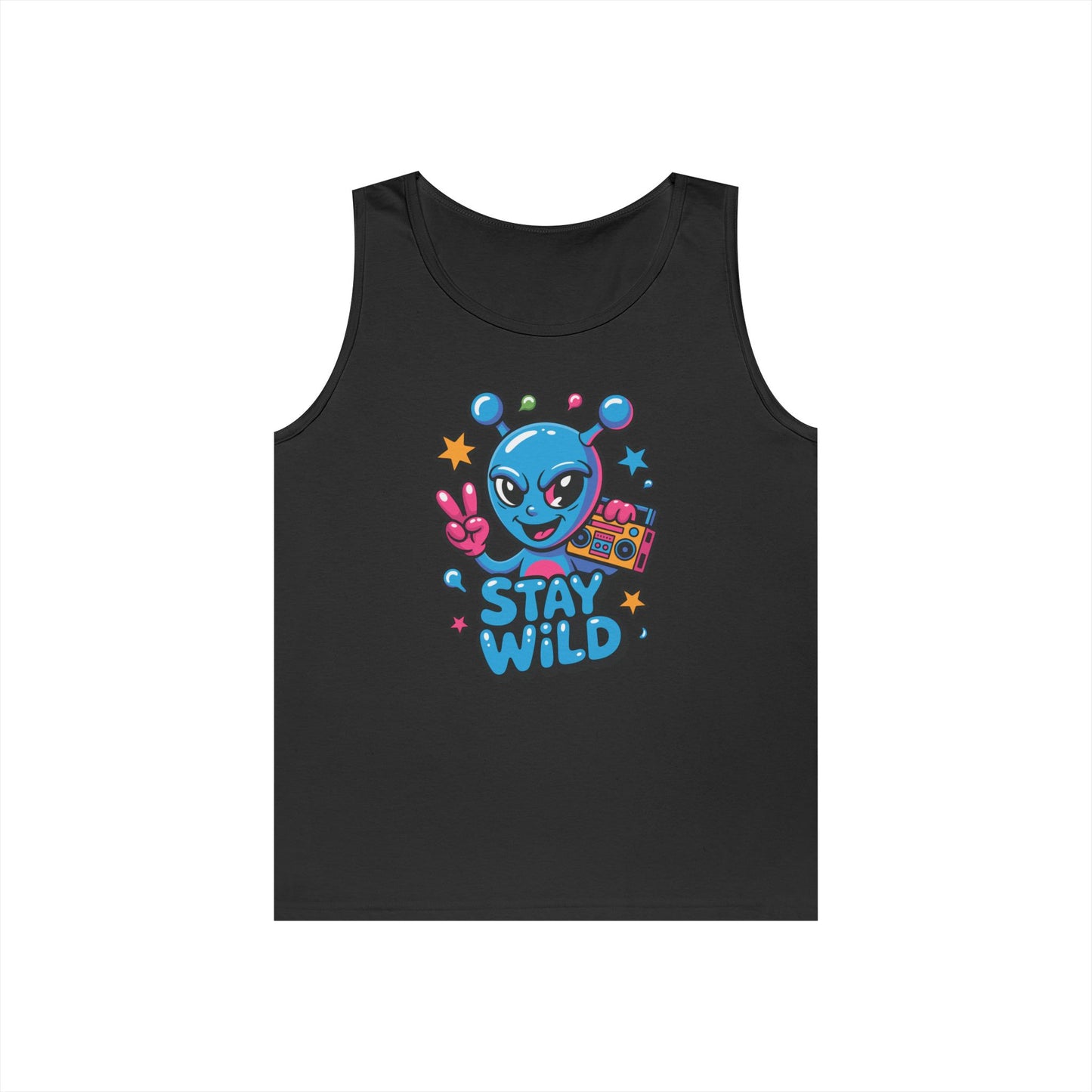 Stay Wild Alien Boombox Street Art Unisex Tank Top for Summer Vibes | TEEZOCA 
