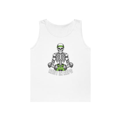 Rest In Reps Skull Gym Graphic Unisex Tank Top for Lifters and Hustlers | TEEZOCA 