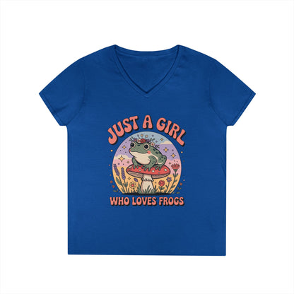 Just a Girl Who Loves Frogs Cute Nature Art V-Neck T-Shirt | TEEZOCA 