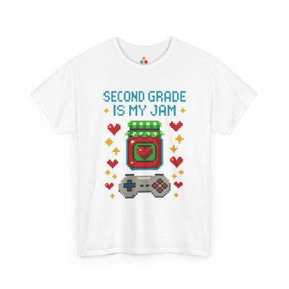 TEEZOCA white Second Grade Is My Jam Gamer T-Shirt – Back to School Teacher Gift