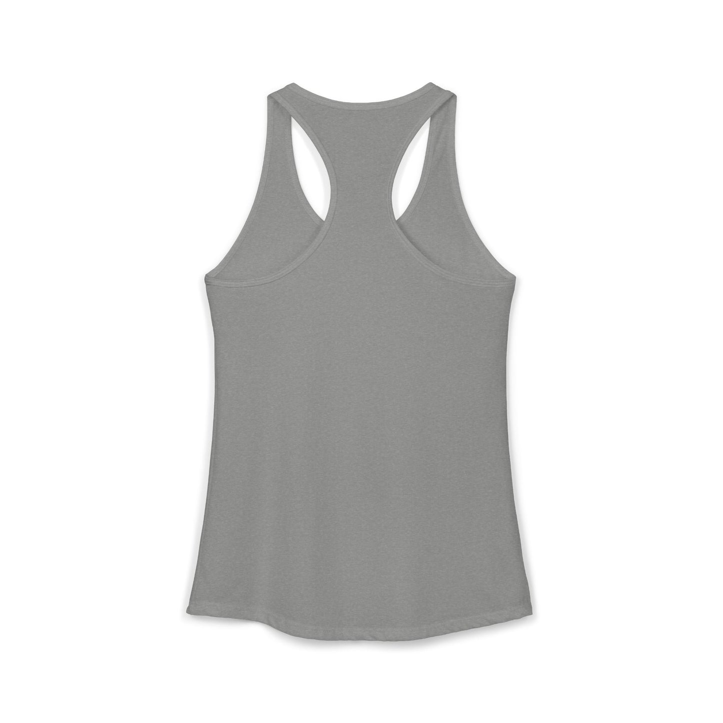 TEEZOCA women’s tank top featuring “Paws & Pine Trees” dog and forest adventure design
 Gray tank top on a white background