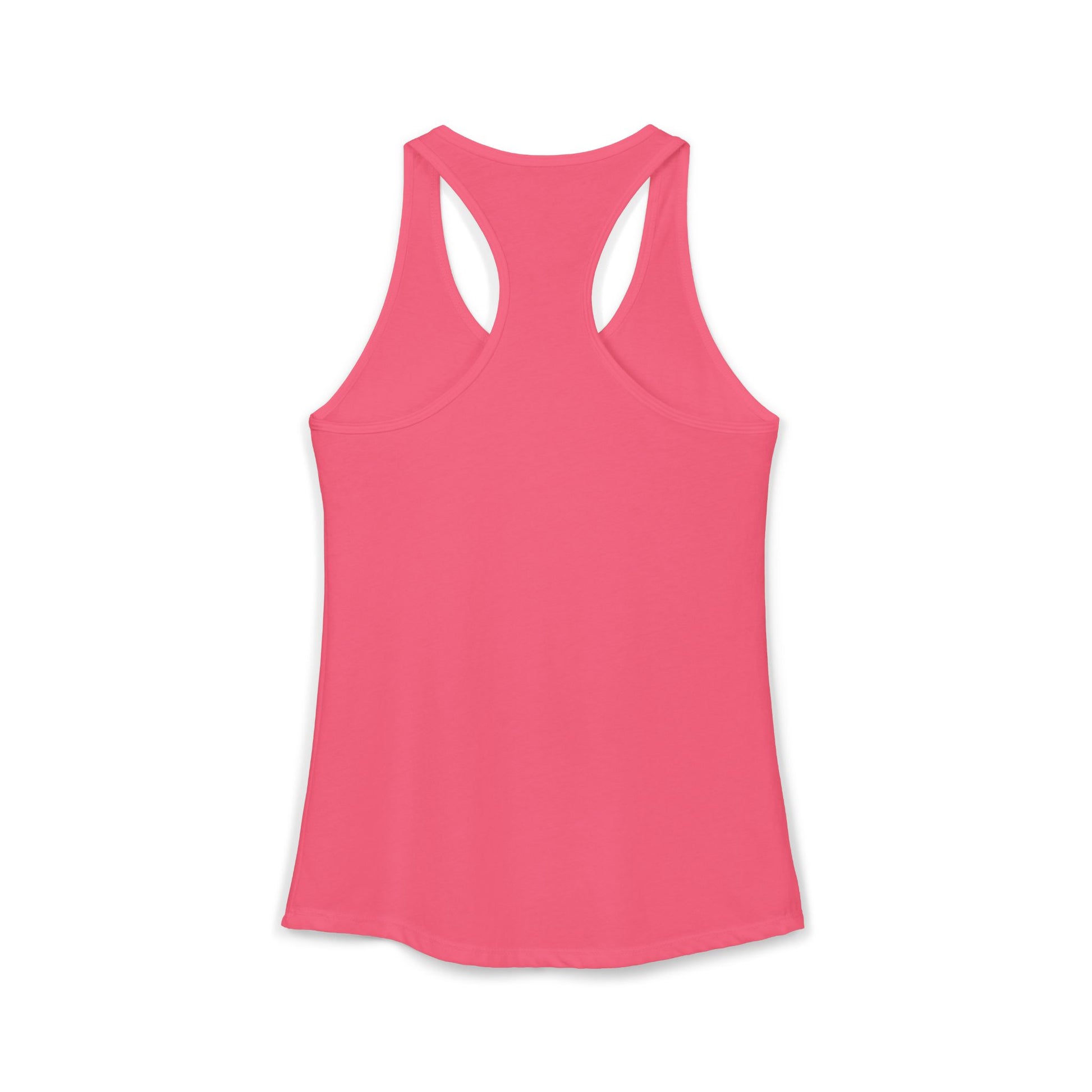 TEEZOCA women’s tank top featuring “Paws & Pine Trees” dog and forest adventure design
 Pink tank top on a white background