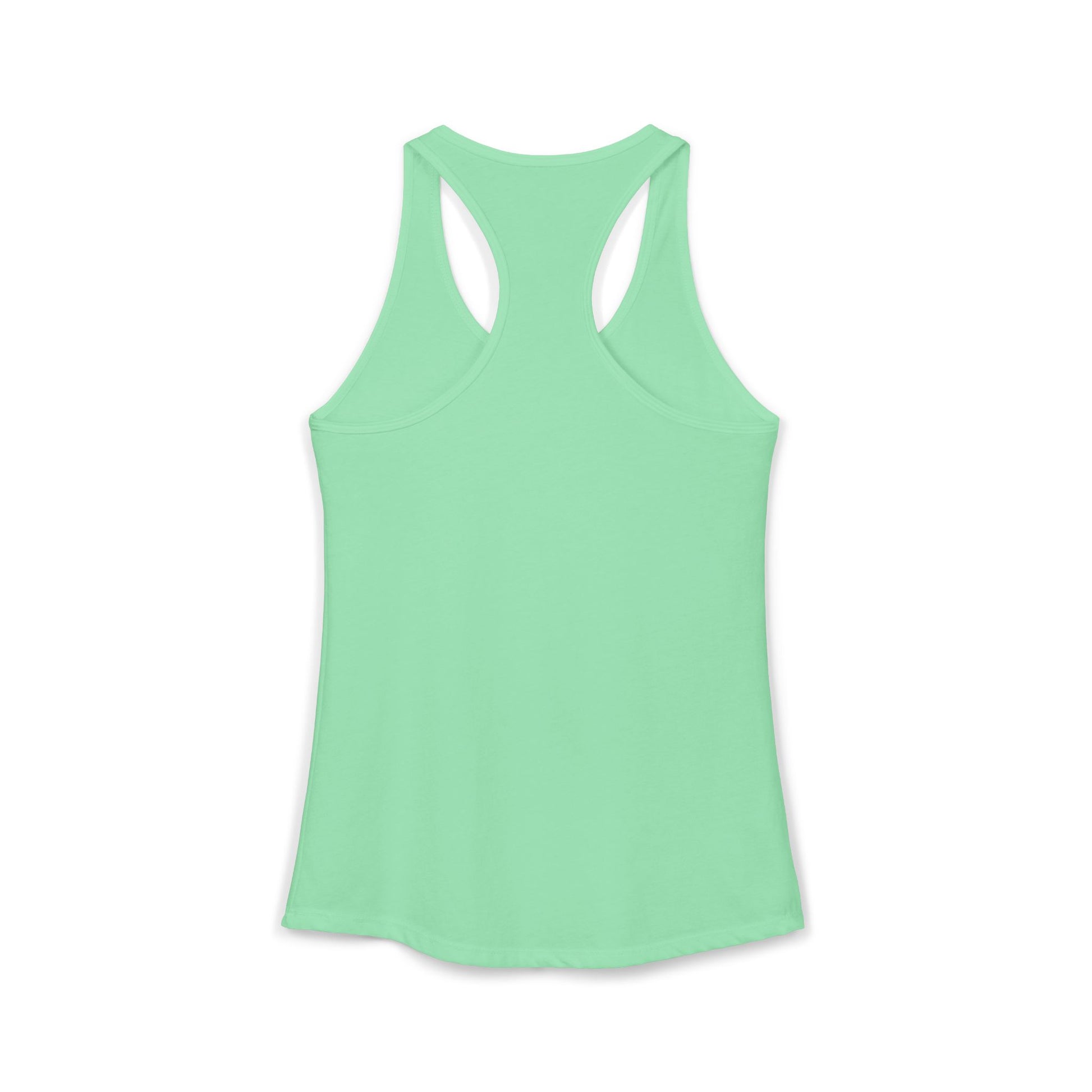 TEEZOCA women’s tank top featuring colorful girl power graphic Mint green tank top on a white background