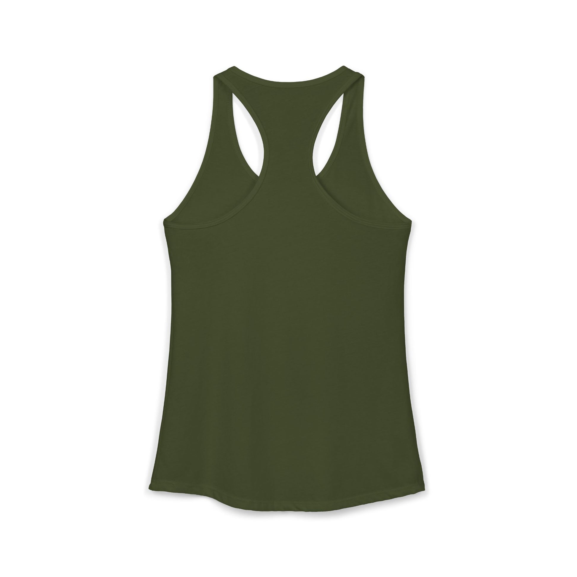 TEEZOCA women’s tank top featuring paws-itively rad cat design Green tank top on a white background