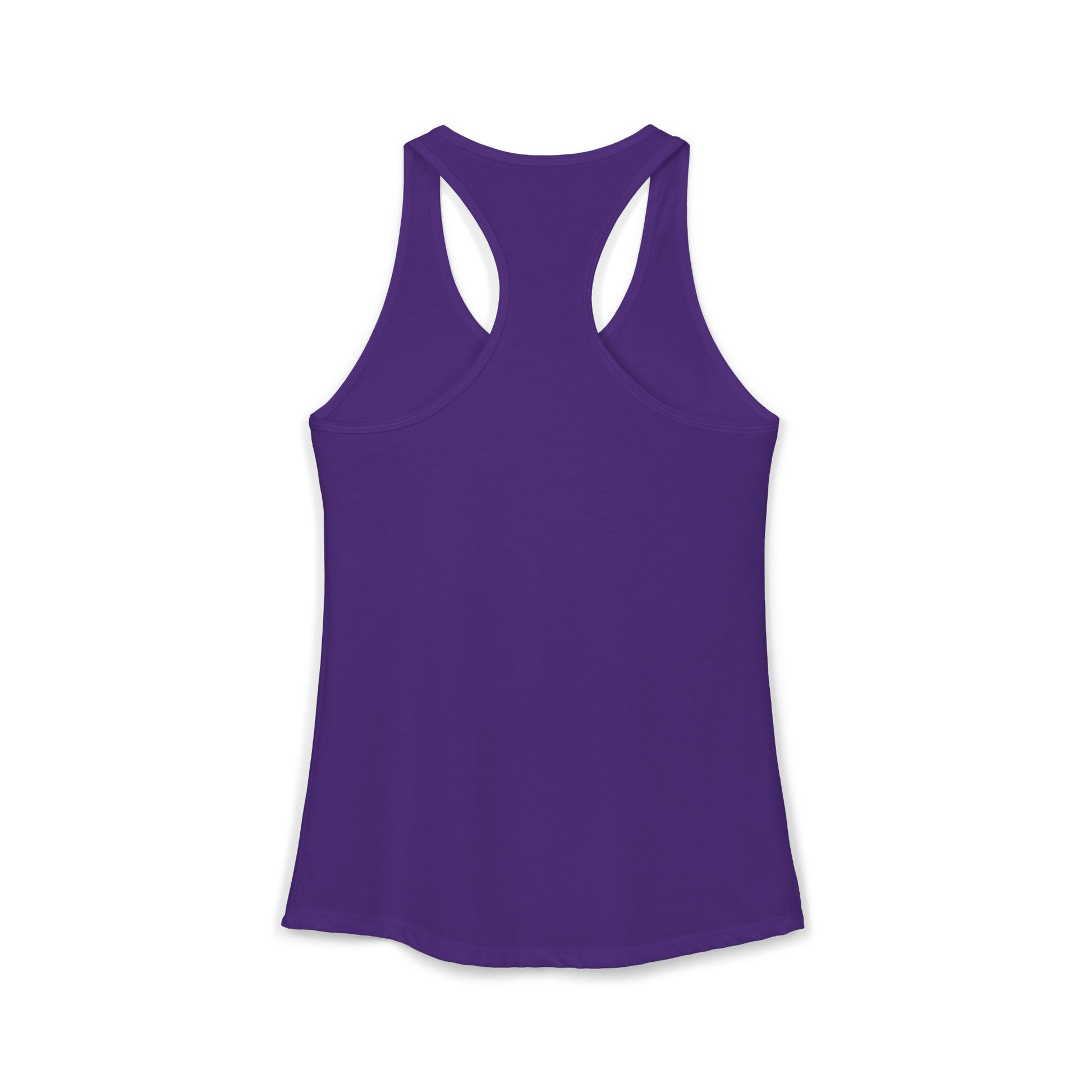 TEEZOCA women’s tank top featuring paws-itively rad cat design Purple tank top on a white background