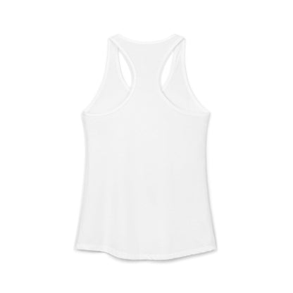 TEEZOCA women’s tank top featuring sun sand and sea summer graphic White tank top on a white background