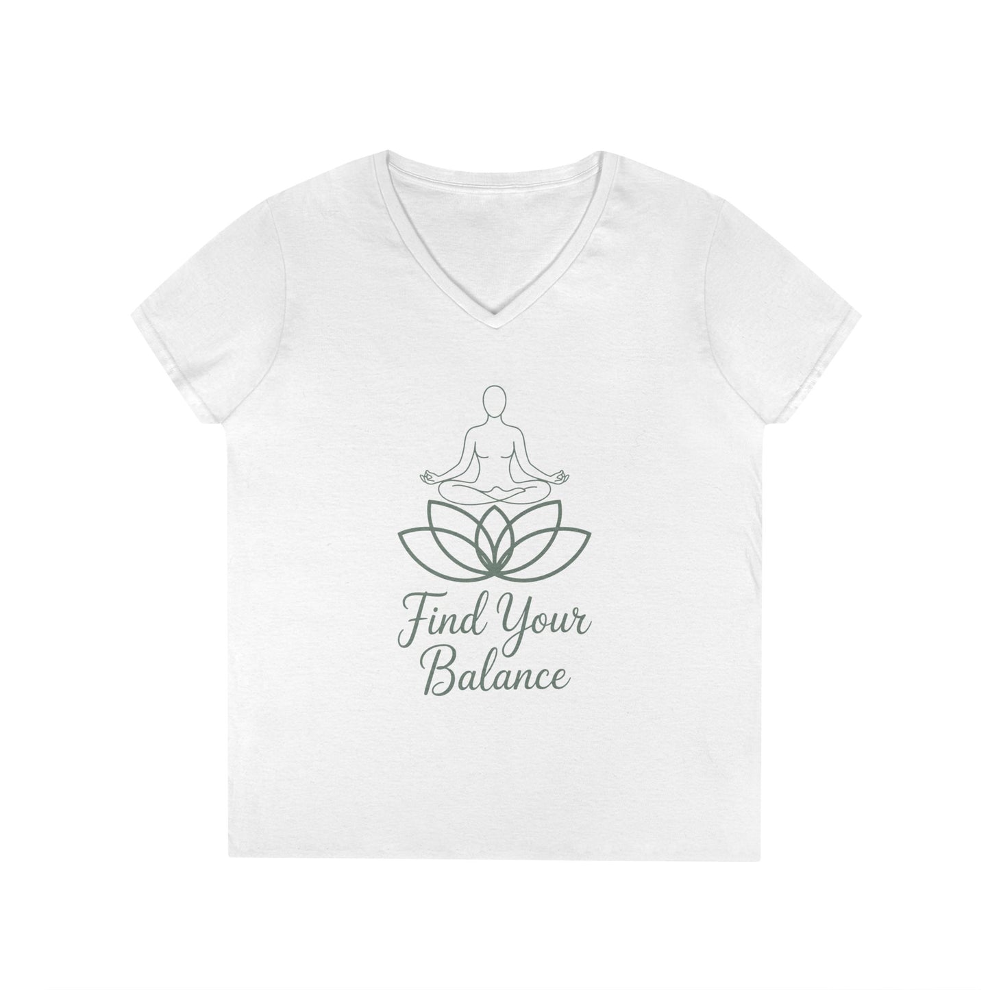 Find Your Balance Yoga Lotus V-Neck T-Shirt for Women | TEEZOCA 