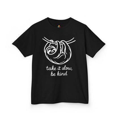 Take It Slow Be Kind Orange Unity Day Kids T-shirt | TEEZOCA anti-bullying Unity Day orange sloth Kids T-shirt