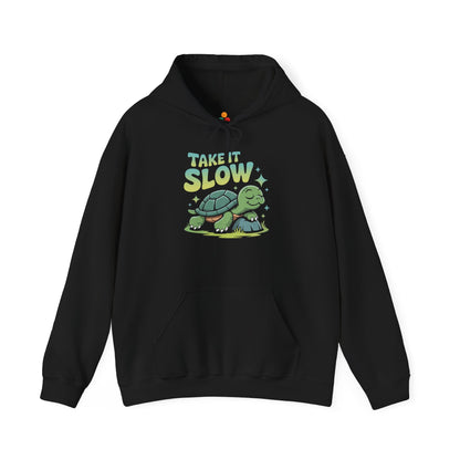 Take It Slow Turtle Illustration Unisex Heavy Blend Hoodie | TEEZOCA 
