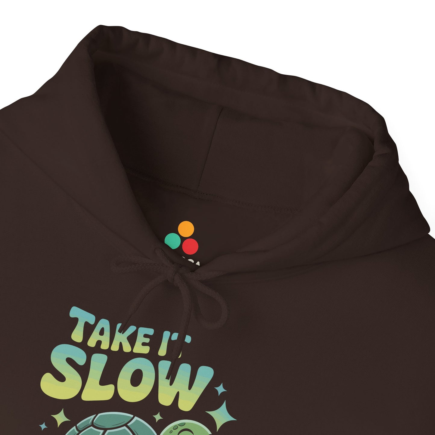 Take It Slow Turtle Illustration Unisex Heavy Blend Hoodie | TEEZOCA peaceful turtle character Unisex Heavy Blend Hoodie lifestyle style