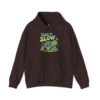 Take It Slow Turtle Illustration Unisex Heavy Blend Hoodie | TEEZOCA slow living turtle Unisex Heavy Blend Hoodie cozy aesthetic