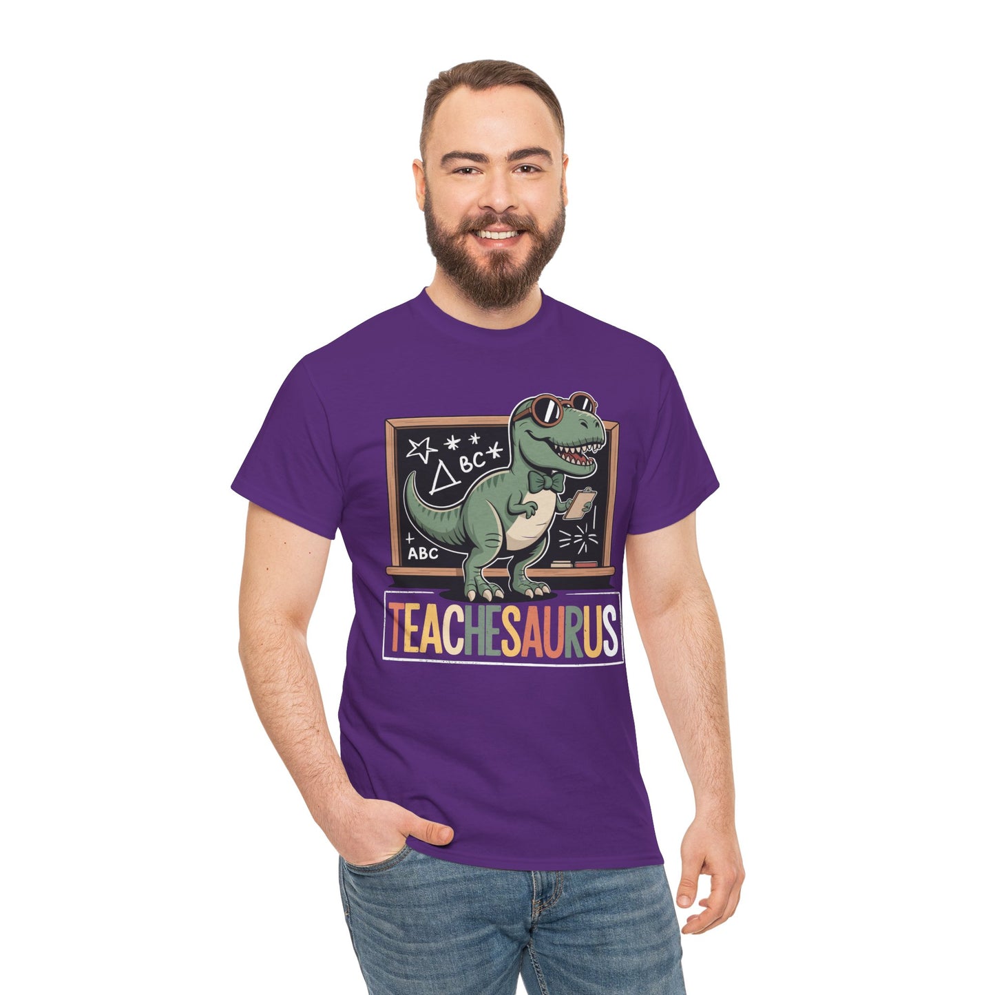TeacheSaurus Funny Teacher Dinosaur Unisex T-shirt | TEEZOCA teacher pun dino chalkboard Unisex T-shirt