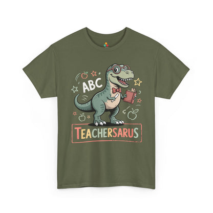 TeacherSaurus — Cute Dino Teacher ABC Back-to-School T-Shirt | TEEZOCA cartoon dinosaur educator Unisex T-shirt