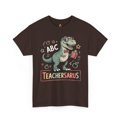 TeacherSaurus — Cute Dino Teacher ABC Back-to-School T-Shirt | TEEZOCA teacher pun Teachersaurus design Unisex T-shirt