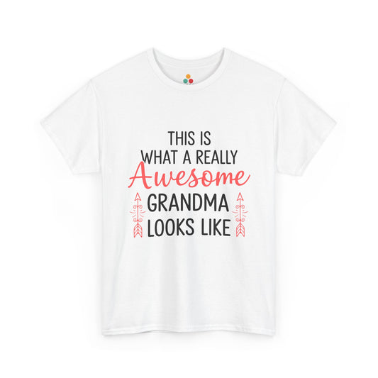 This Is What A Really Awesome Grandma Looks Like White T-Shirt – Gift for Nana | TEEZOCA 