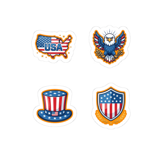 USA Flag Patriotic Sticker Pack – Vintage American Pride Decor | TEEZOCA 