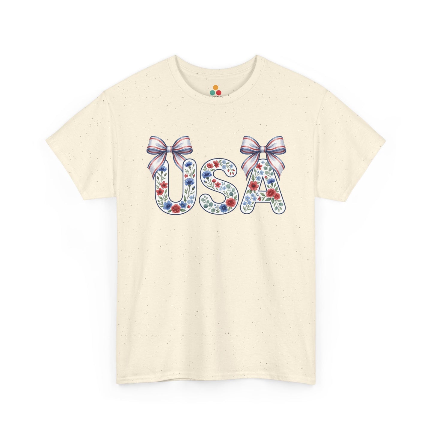 USA Floral Coquette cream T-Shirt – Retro Patriotic Gift for Women | TEEZOCA 