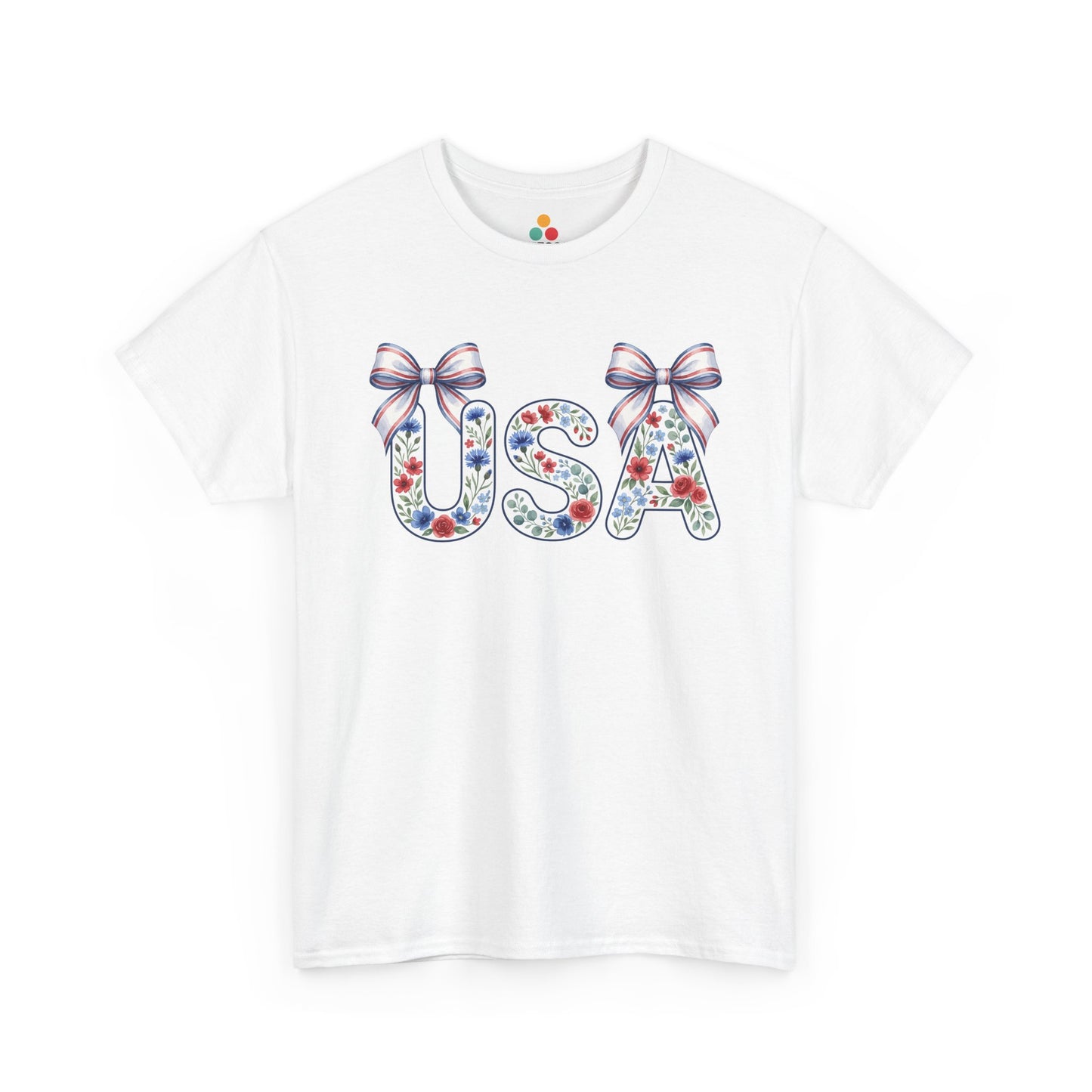 USA Floral Coquette white T-Shirt – Retro Patriotic Gift for Women | TEEZOCA 