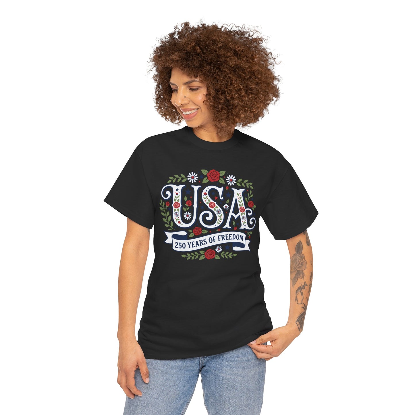 USA Shirt Women 4th of July T-shirt - TEEZOCA Floral 250 Gift
