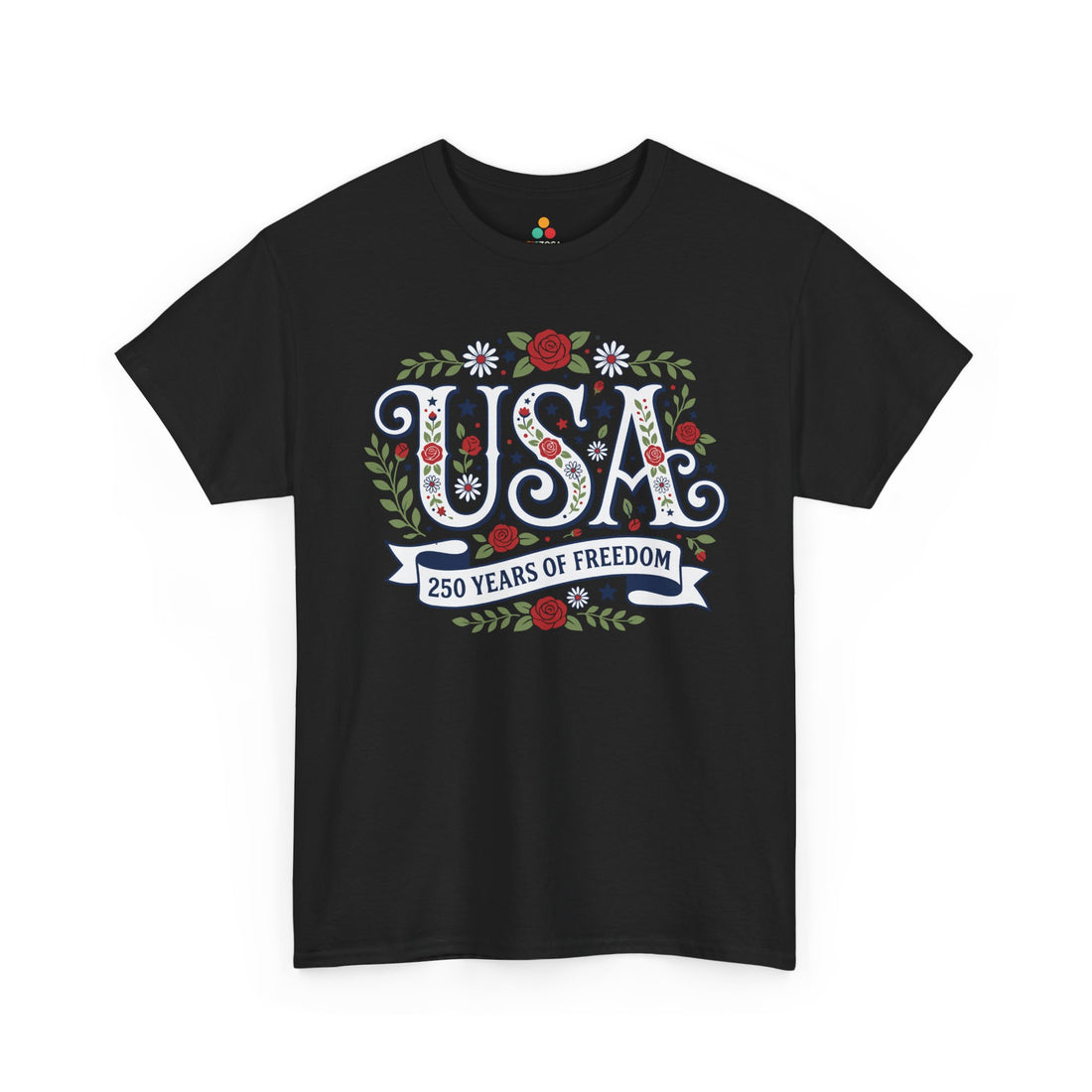 USA Shirt Women Floral 250 Years of Freedom Patriotic T-shirt Gift TEEZOCA