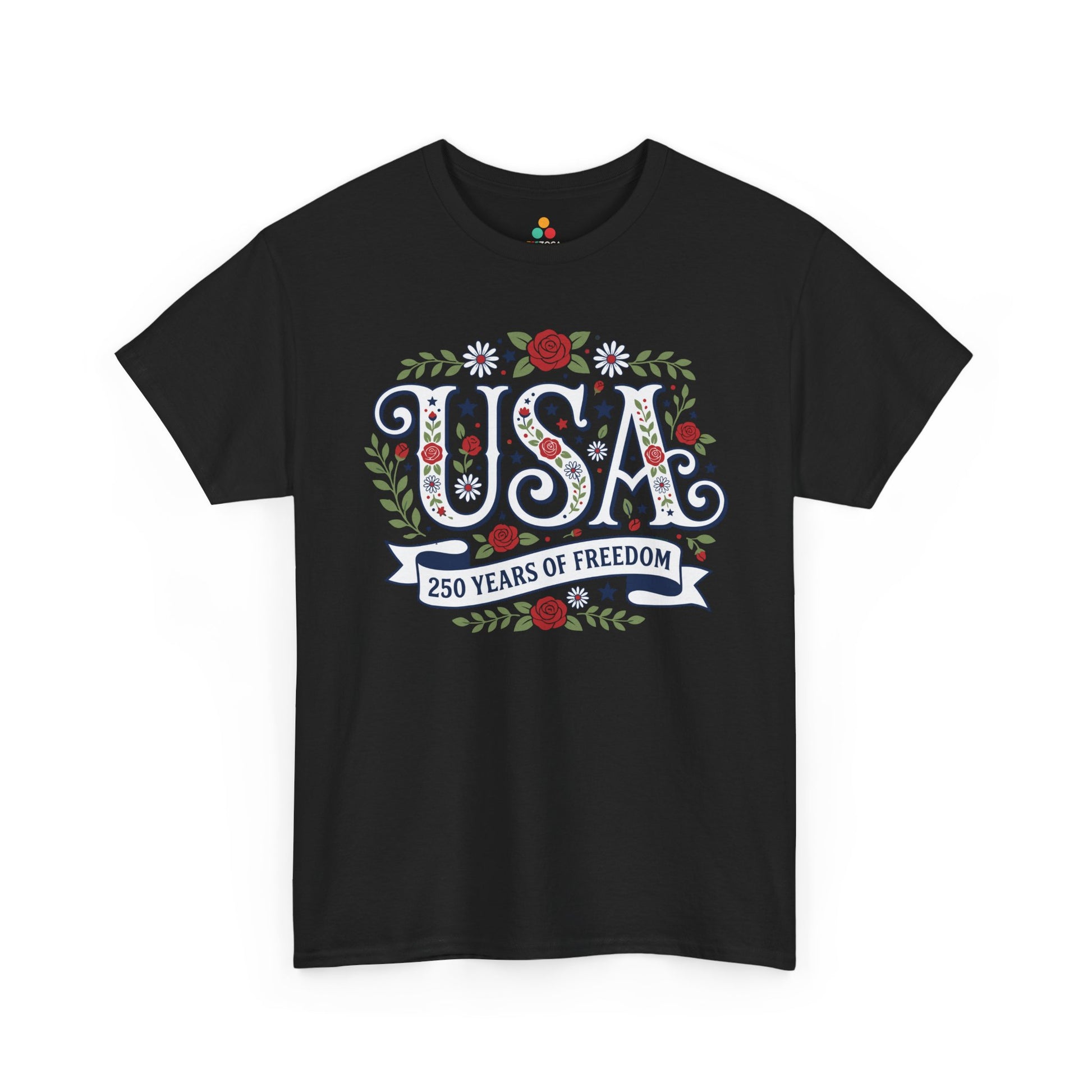 USA Shirt Women Floral 250 Years of Freedom Patriotic T-shirt Gift | TEEZOCA 