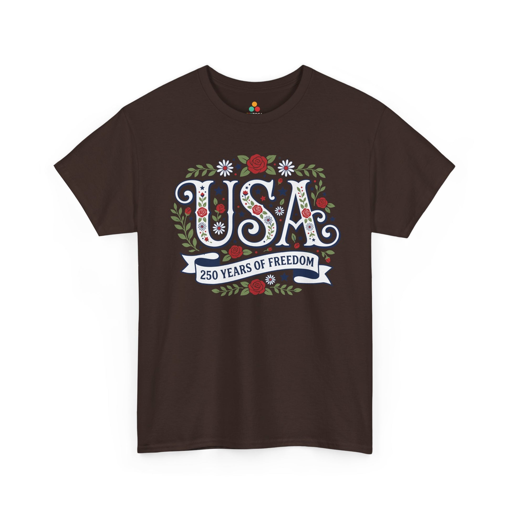 USA Shirt Women design by TEEZOCA with patriotic floral artwork for 4th of July, parades, and America 250 events.

