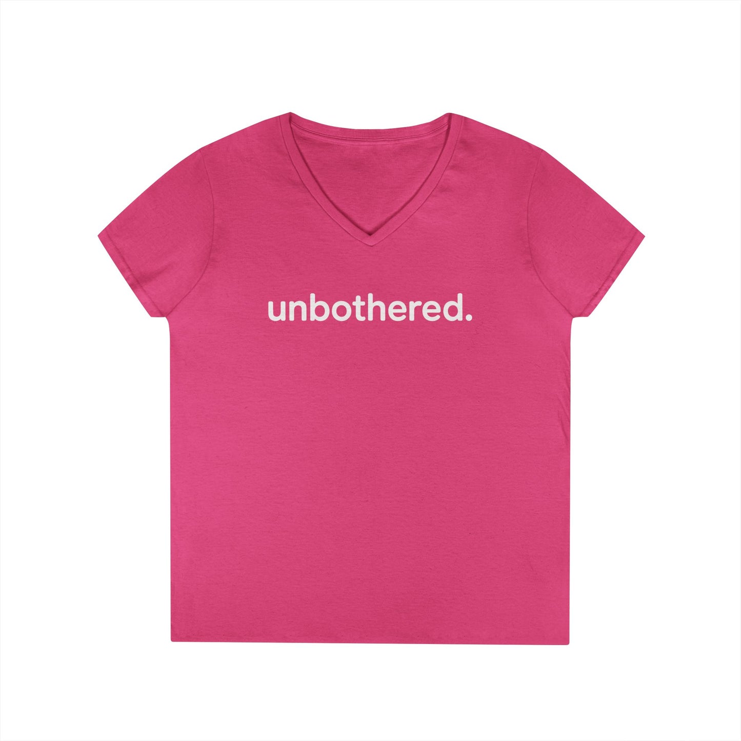 Unbothered Minimal Statement V-Neck T-Shirt for Confident Women | TEEZOCA 