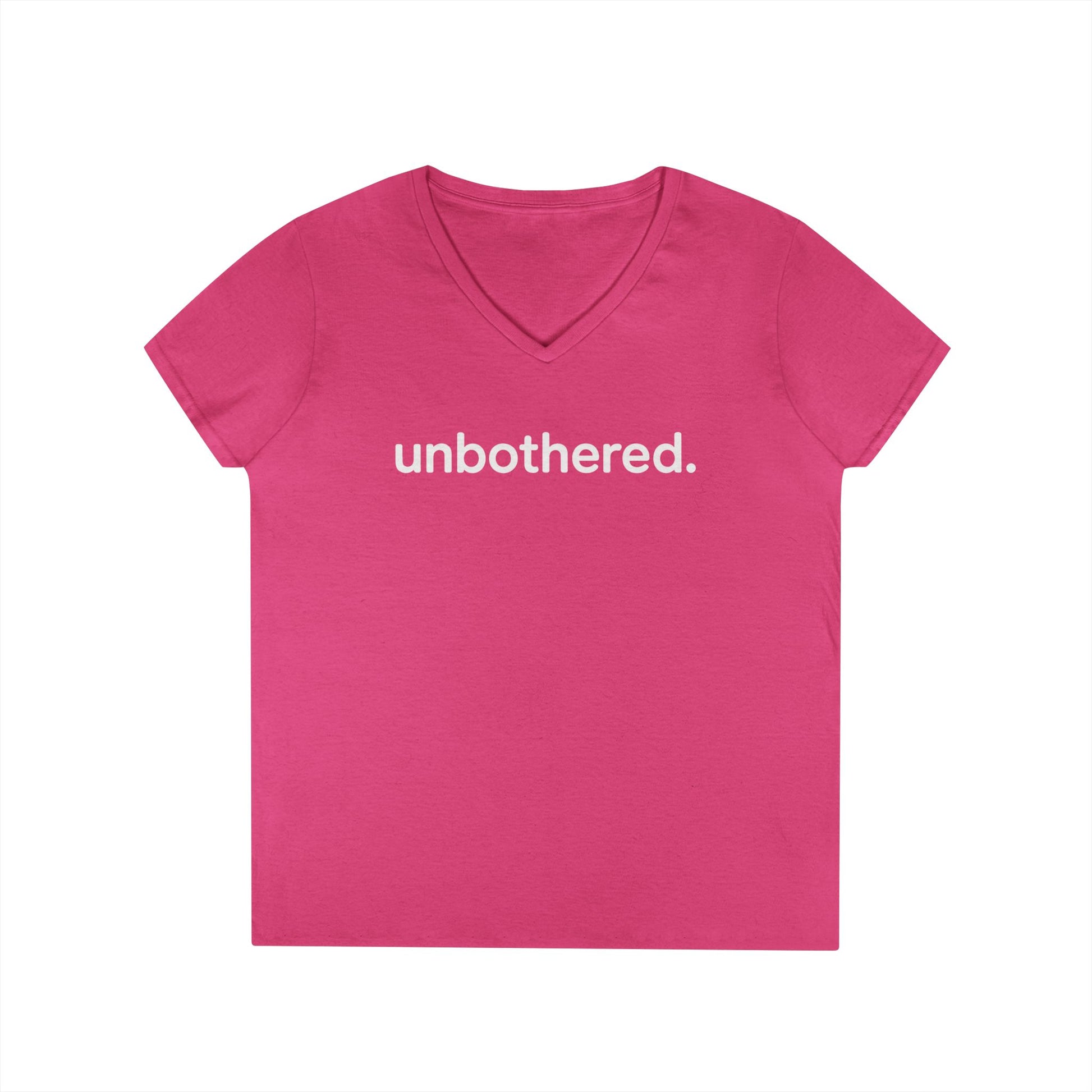 Unbothered Minimal Statement V-Neck T-Shirt for Confident Women | TEEZOCA 