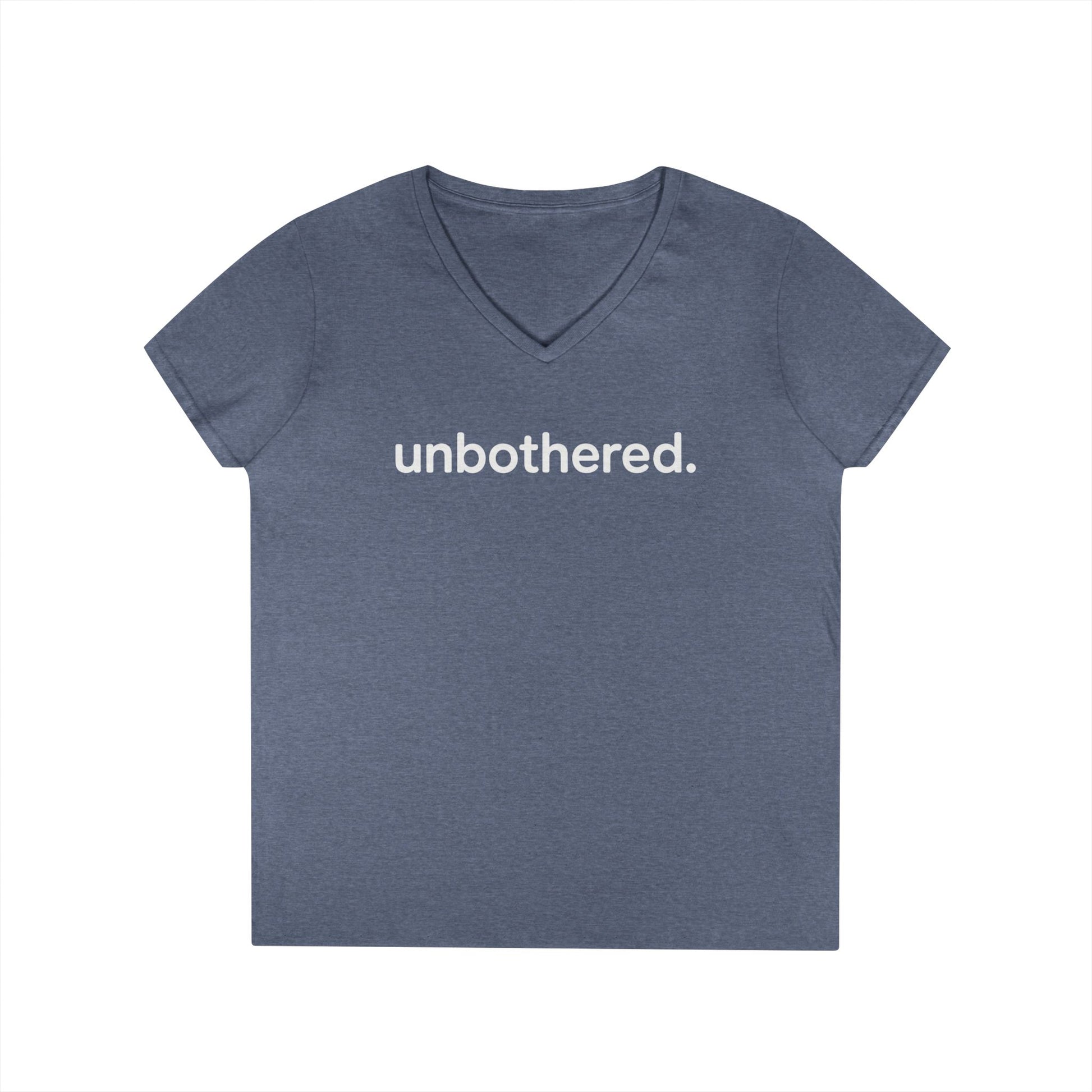Unbothered Minimal Statement V-Neck T-Shirt for Confident Women | TEEZOCA 