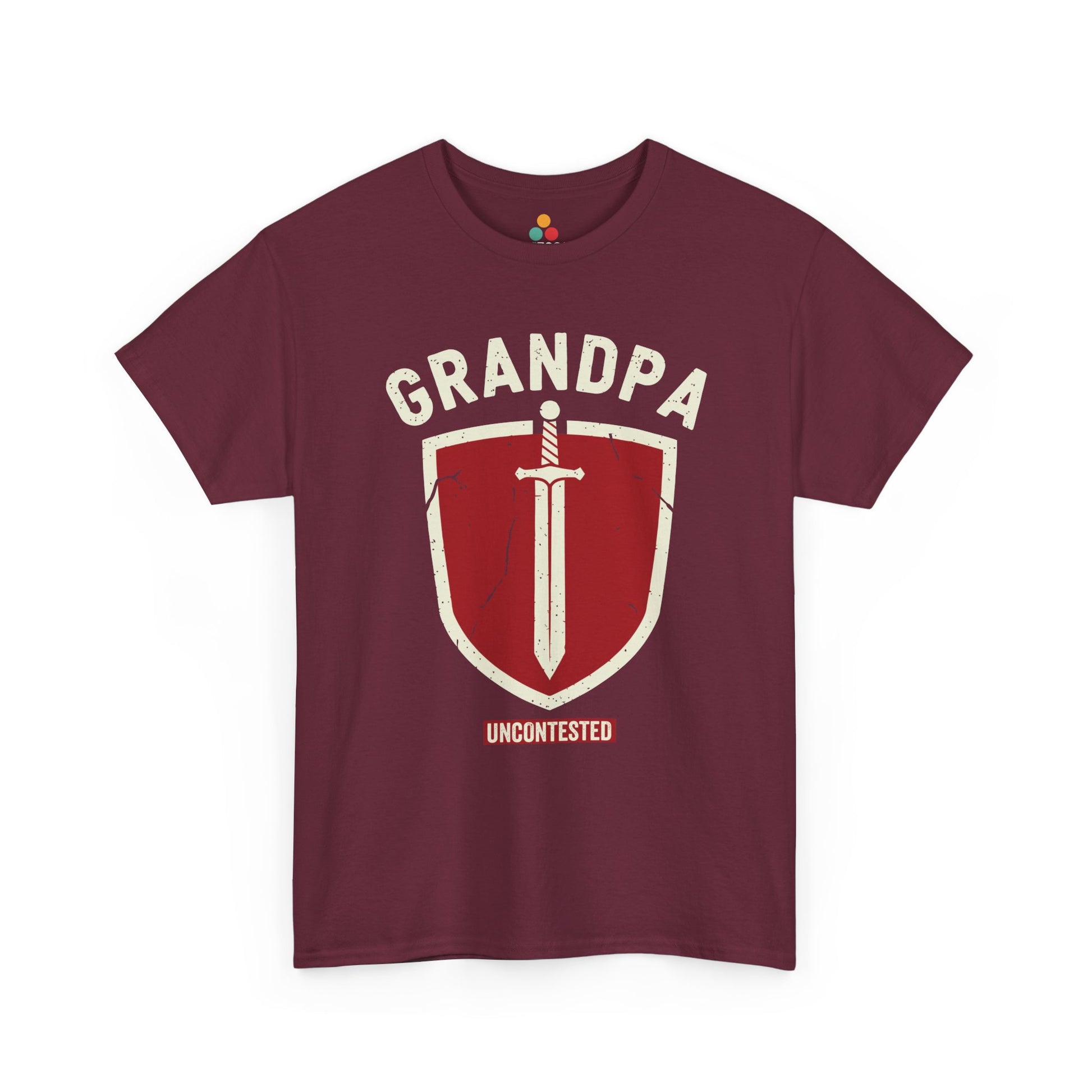 Uncontested Grandpa Maroon T-Shirt – Heroic Shield Graphic | TEEZOCA 