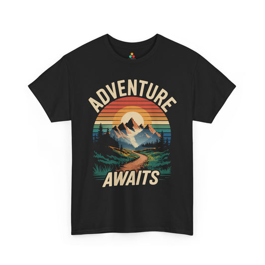 Vintage Adventure Awaits Retro Mountain Sunset Unisex T-shirt | TEEZOCA 