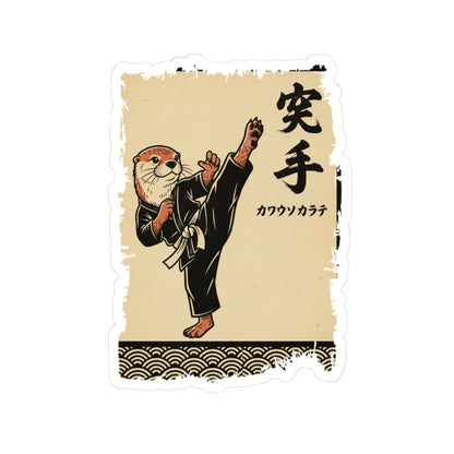 Vintage Japanese ukiyo-e style otter karate master vinyl die-cut sticker

