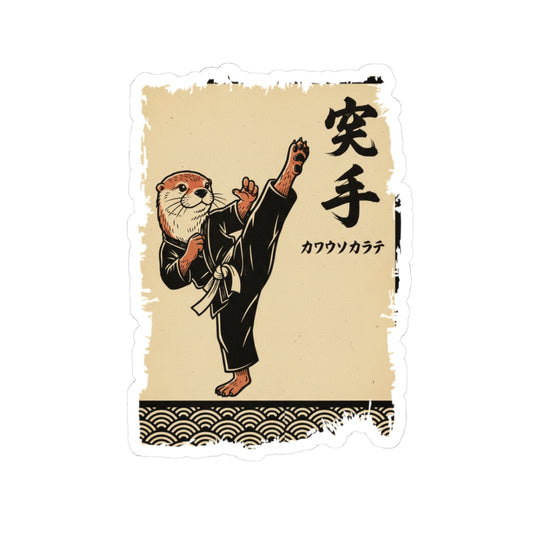 Vintage Japanese ukiyo-e style otter karate master vinyl die-cut sticker
