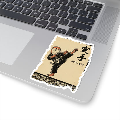 Vintage Japanese ukiyo-e style otter karate master vinyl die-cut stickers