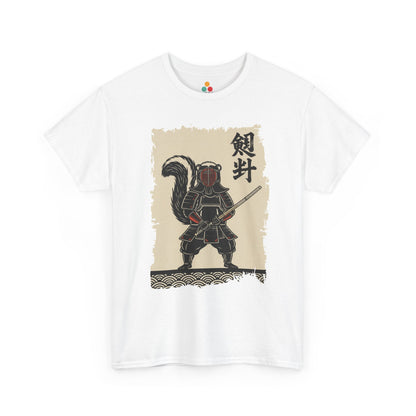 Vintage Japanese ukiyo-e style skunk samurai kendo warrior with wave pattern White Tee shirt