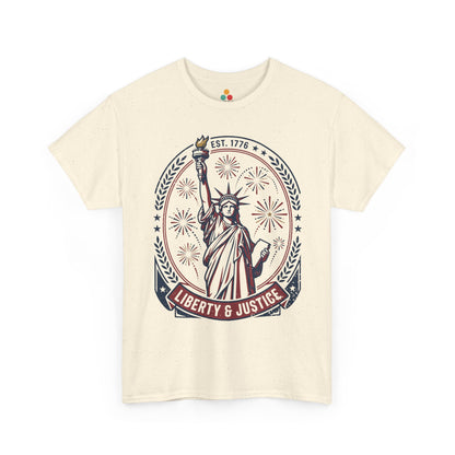 Vintage Statue of Liberty Justice Est 1776 Freedom Patriotic 4th of July cream ivory T-Shirt Gift | TEEZOCA 