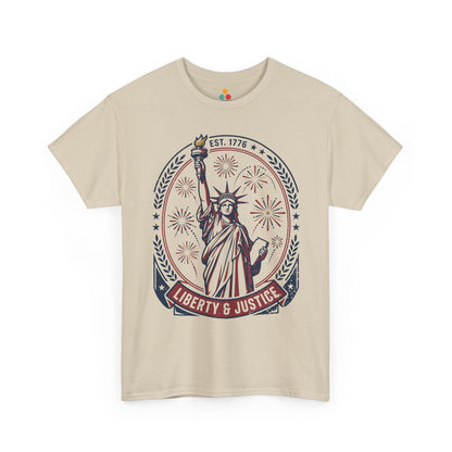 Vintage Statue of Liberty Justice Est 1776 Freedom Patriotic 4th of July oatmeal beige T-Shirt Gift | TEEZOCA 
