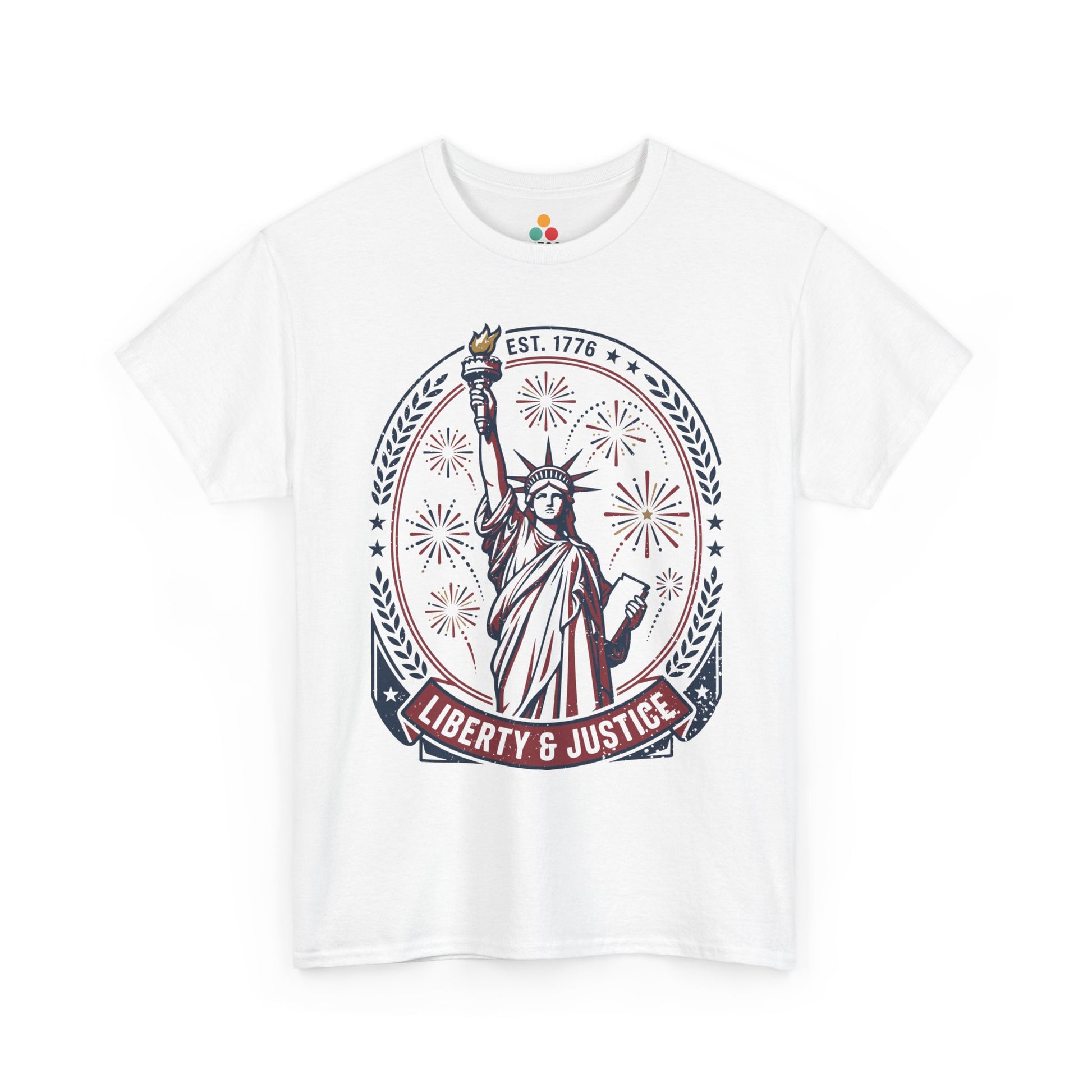 Vintage Statue of Liberty Justice Est 1776 Freedom Patriotic 4th of July white T-Shirt Gift | TEEZOCA 